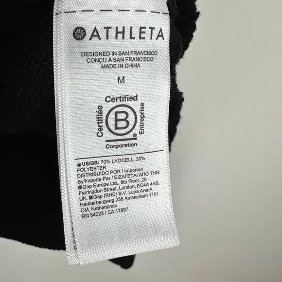 NEW Athleta Sequoia Zip Up Sweater Cardigan Bomber Long Sleeve Black Medium - Picture 11 of 13